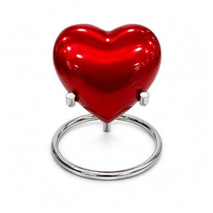 Red Heart Cremation Urn - Keepsake for Human Ashes with Premium Box & Stand - Small Handcrafted Red for Ashes - Small Heart Shaped - Perfect Mini Urn for Your Loved Ones