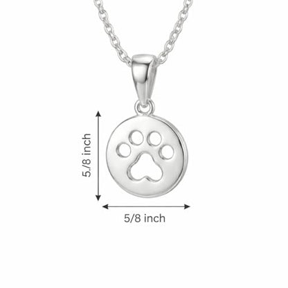 Hawaiian Silver Jewelry 925 Sterling Silver Dog Paw Print Pendant Necklace - style: 925 Sterling Silver