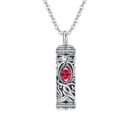 Urn Necklace for Ashes Cremation Jewelry 925 Sterling Silver Ashes Pendant Necklace Memorial Jewelry Gifts for Women Men Girls Boys - style: Tree of life-G-July-Ruby