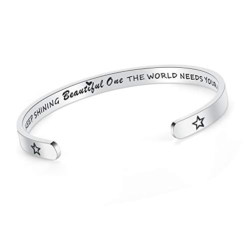 SAM & LORI Personal Bracelets for Teens/Women-Inspirational Jewelry Gifts (Various Designs) for Daughter/Sister/Mom/Friends-Adjustable Bracelet in a Pretty Gift Box - style: 2 Keep shining beautiful one...