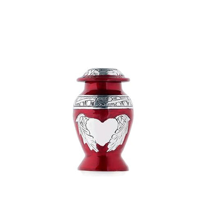 Angel Wings & Heart Cremation Urn (Red Shimmer, Large)' (Red Glossy, Single - Miniatue) - color: Red Glossy