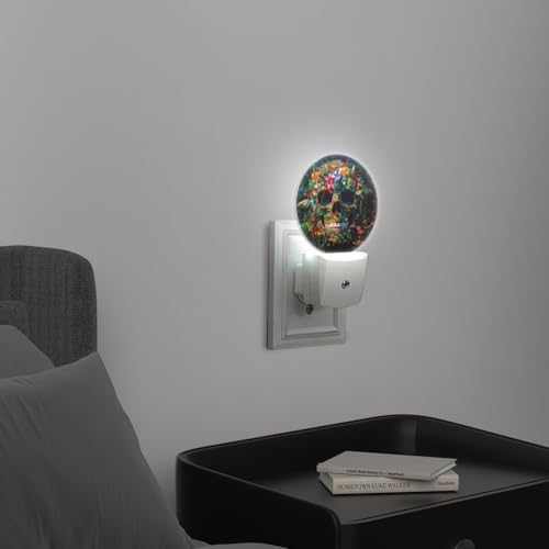 LED Night Lights Lamp with Dusk to Dawn Sensor, Exquisite Tropical - Flowered Skeleton Night Light Plug Into Wall for Kids Room, Bedroom, Bathroom, Kitchen, Hallway - color: Exquisite Tropical - Flowered Skeleton