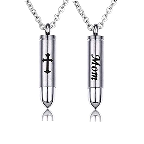 Celtic Cross Bullet Urn Necklaces for Ashes Cremation Jewelry Keepsake Memorial Pendant - style: Mom-Stainless Steel