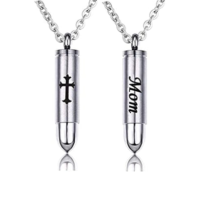 Celtic Cross Bullet Urn Necklaces for Ashes Cremation Jewelry Keepsake Memorial Pendant - style: Mom-Stainless Steel