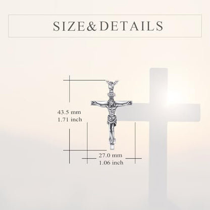 925 Sterling Silver Cross Necklace for Men & Women Crucifix Jesus/Cross Pendant with 22"+2" Stainless Steel Chain Jewelry Gift for Christmas, Father's Day, Mother's Day, Birthday-Gift Box Included - style: C01 Crucifix Urn