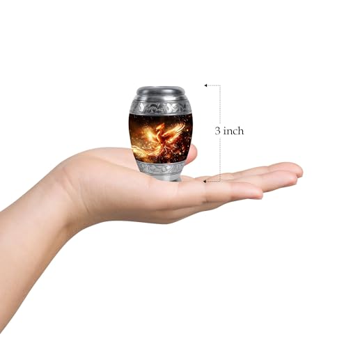 Phoenix Bird, Human Remains, 3 Inch, Metal Urns, Pack of 1, Handcrafted, Miniture for Male & Female, Small Keepsake, Little - size: 3 inch Keepsake 1PC