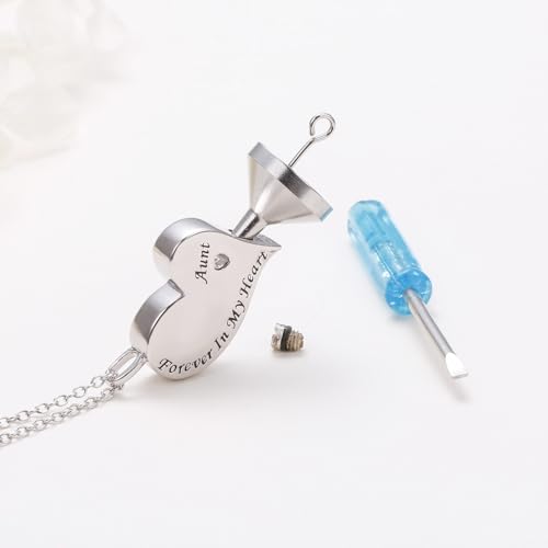 Ladytree 925 Sterling Silver Cremation Urn Necklace for Ashes - style: Aunt