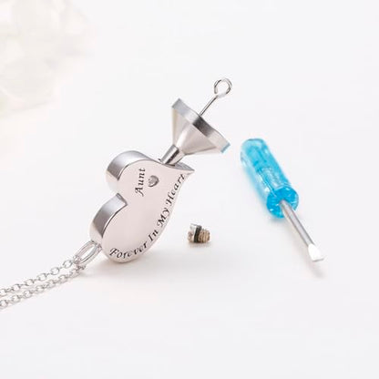 Ladytree 925 Sterling Silver Cremation Urn Necklace for Ashes - style: Aunt