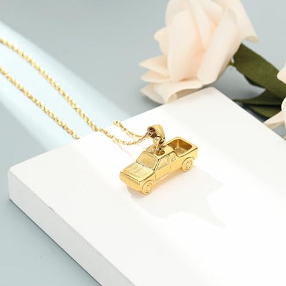 shajwo Pick Up Truck Urn Necklaces for Ashes for Men - color: Gold
