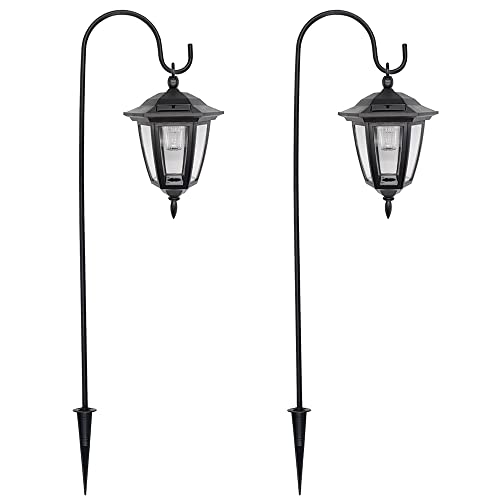 MAGGIFT 34 Inch Solar Hanging Lights Outdoor, 2 Pack | Waterproof Solar Garden Lights with 2 Shepherd Hooks Landscape Lighting for Lawn Patio Yard Pathway Driveway