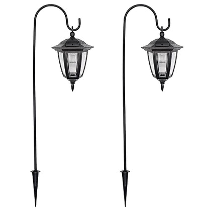 MAGGIFT 34 Inch Solar Hanging Lights Outdoor, 2 Pack | Waterproof Solar Garden Lights with 2 Shepherd Hooks Landscape Lighting for Lawn Patio Yard Pathway Driveway