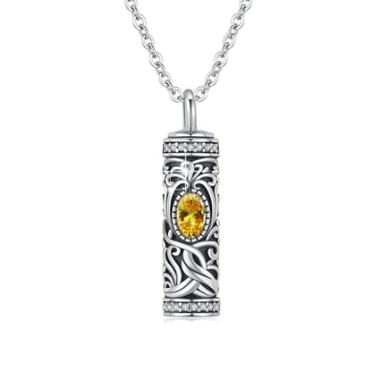 Urn Necklace for Ashes Cremation Jewelry 925 Sterling Silver Ashes Pendant Necklace Memorial Jewelry Gifts for Women Men Girls Boys - style: Tree of life-K-November-Dark Golden
