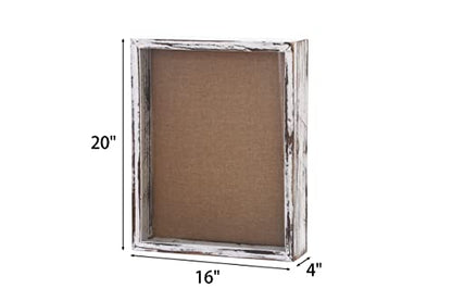 Shadow Box Frame16x20, Extra Large Shadow Boxes Display Cases with Hinged Door, Memorial Shadow Box Frame for Baseball Bouquet Flowers Wedding Jersey Medals Antique Keepsake -Rustic White | Solid Wood; 16x20-Inch Display; 4-Inch External Depth; Hinged Doo