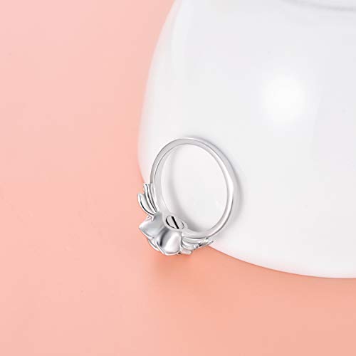925 Sterling Silver Rose Flower Cremation Urn Ring Holds Loved Ones Ashes Cremation Keepsake Ring Jewelry Embellished with Crystals from Austria - color: Silver