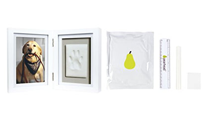 Pearhead Pet Paw Print Memorial Frame with Clay Imprint Kit, White - color: White Pawprint Desk Frame