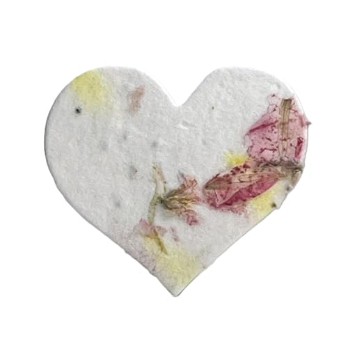 Of The Earth Handmade Paper - Small Heart Shape Seed Embedded Cotton Tags - 1.75" X 1.5" - Set of 50 (37s Pink & Safflower) - color: 37s Pink & Safflower