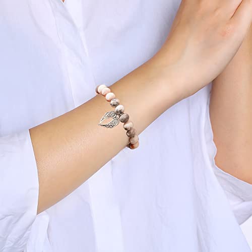 QWNHONEY Memorial Gifts for Loss of Loved Sympathy Remembrance In Memory of Mother Father Pet Bereavement Grief Pink Red Beads Bracelet with Angle Wings Jewelry Gifts for Women - style: Pink-Wings-Your wings were ready