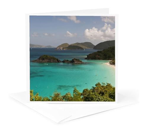 3dRose USVI, St John, Popular Trunk Bay - CA37 TDR0017 - Trish Drury 1 Greeting Card with envelope
