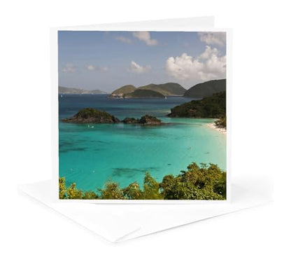 3dRose USVI, St John, Popular Trunk Bay - CA37 TDR0017 - Trish Drury 1 Greeting Card with envelope