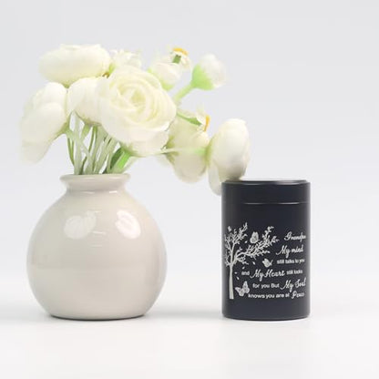 3 Inch Small Urn for Human Ashes Aluminum Mini Cremation Small Keepsake Box for Sharing Ashes Mini Urn-Grandpa - size: Black-Grandpa