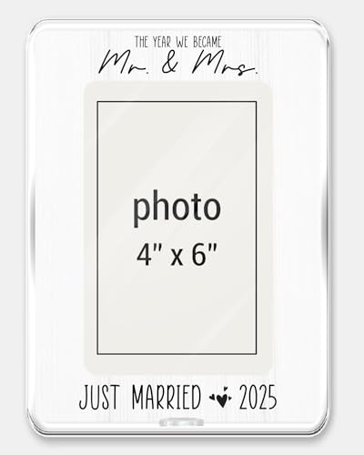 Wedding 2025 Picture Frame Gifts for Couples, Mr and Mrs Gifts | Bridal Shower Gift, Bride to Be Gift, Married Couple Newlywed Picture Frame for 4 x 6 Inch Photo - color: JUST