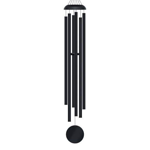 80" Extra Large Deep Tone Metal WindChimes with 6 Thickened Aluminum Tubes | Black WindChimes Outdoors,Wind Chimes for Outside, Memorial Wind Chimes Best Gift for Mom Grandma Women - color: Black, size: 80“