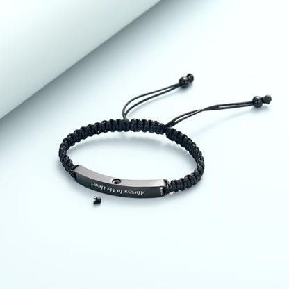 Imrsanl Cremation Jewelry Urn Bracelet for Ashes - Braided Adjustable Bracelet for Men Women - Manmade Urn Jewelry - color: Black-Always in My Heart