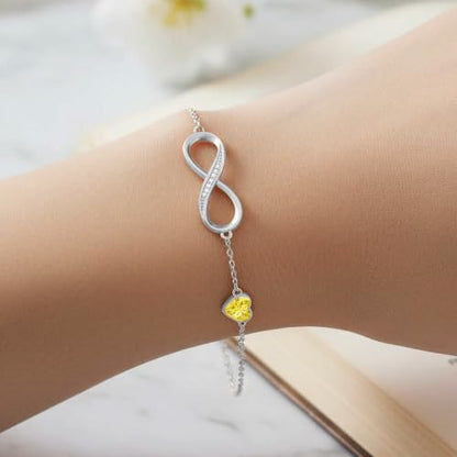 CDE 925 Sterling Silver Infinity Birthstone Bracelet Jewelry Gift for Women | Hypoallergenic,Non Tarnish,Heart CZ,Nickel-Free & Lead-Free,Anniversary Christmas Birthday Idea Gifts for Wife Girlfriend Her - color: 11-Nov.