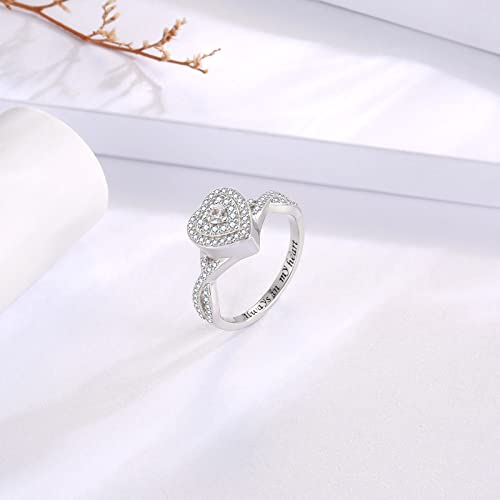 Sariel Teardrop Cremation Ring for Ashes - 925 Sterling Silver Urn Keepake Rings Memorial Jewelry for Women - color: Heart (White)