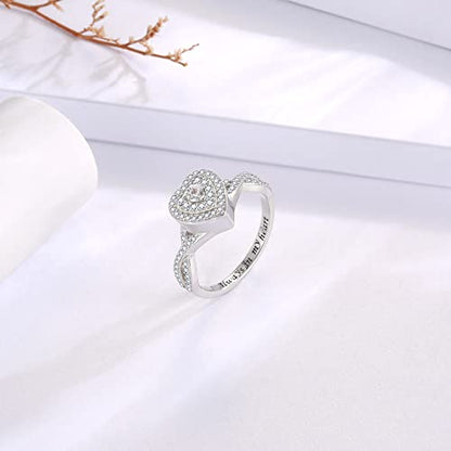 Sariel Teardrop Cremation Ring for Ashes - 925 Sterling Silver Urn Keepake Rings Memorial Jewelry for Women - color: Heart (White)