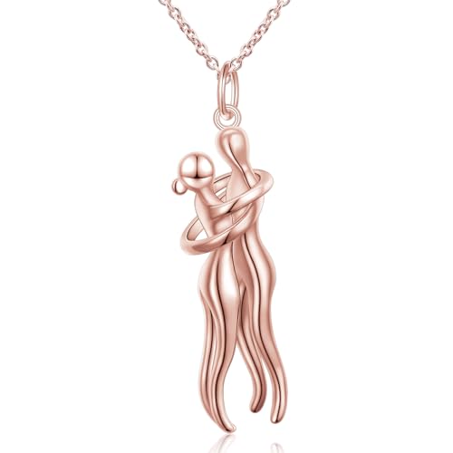 FLYOW S925 Sterling Silver Best Friend Couple Pendant Friendship Sun Moon Lotus Yin Yang Matching Bff Necklace for Women Jewelry - style: Entire rose gold