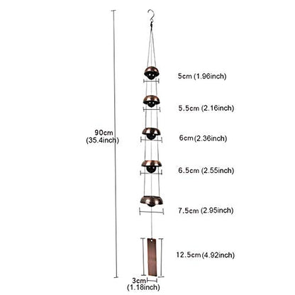Copper Wind Chime – 5 Temple Bells, Musically Tuned Feng Shui Chime for Home/Outdoor