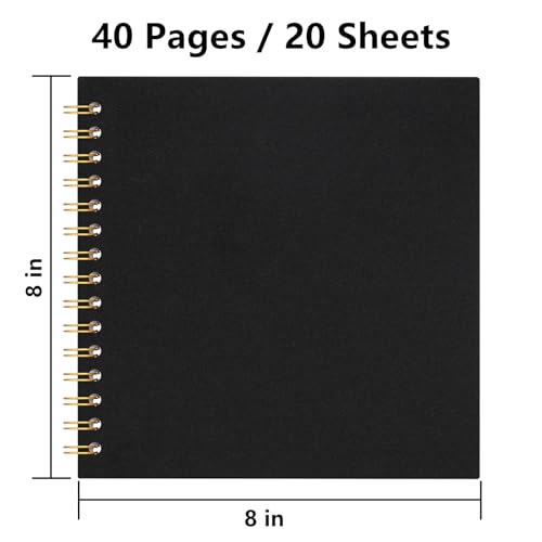 8x8 Inch Scrapbook DIY Photo Album, 20 Sheets (40 Pages), Black - color: Black, size: 8 x 8 Inch 20 Sheets