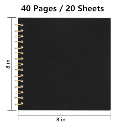 8x8 Inch Scrapbook DIY Photo Album, 20 Sheets (40 Pages), Black - color: Black, size: 8 x 8 Inch 20 Sheets