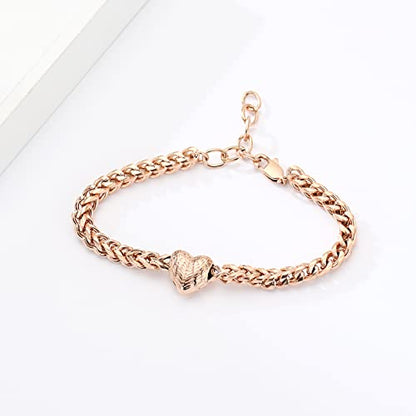 Heart Urn Link Bracelet for Ashes for Women Stainless Steel Cremation Jewelry Adjustable Keepsake Bangle Memorial Gift - color: D