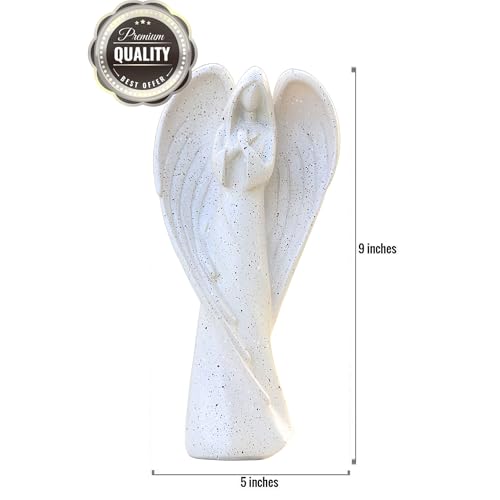 Angel Memorial Gifts for Sympathy, Stonelike Statue with Cedar Wreath, Gift Boxed with Poem Dedication Card