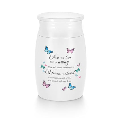 SOITIS Decorative Urn for Ashes – Elegant Butterfly Memorial Keepsake, 27" White Aluminum Funeral Urn, Small Keepsake for Human Ashes, Cremation Mini Urn for Women Men