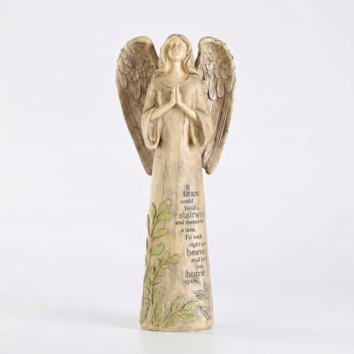 Topadorn 13" Memorial Angel Statue Praying | Bereavement Gift for Loss of Loved One, Resin Angel Memorial Garden Decor for Garden, Yard & Cemetery - color: Yellow