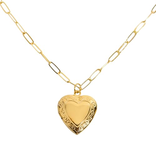 Personalized Photo Locket Necklace for Women - Custom Picture Pendant with Engraving - 18K Gold Plated Heart, Round & Unique Shapes - Meaningful Memorial Jewelry Gift for Her or Him