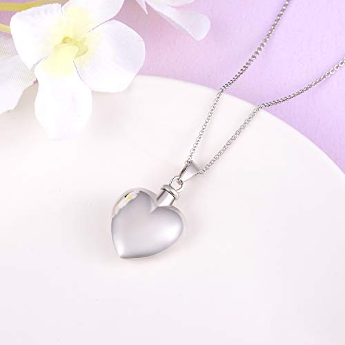 BEILIN Heart Cremation Jewelry Forever in My Heart Urn Necklace for Ashes | 925 Sterling Silver, Love Heart Urn Locket, Cremation Jewelry for Ashes, Memorial Keepsake, Cubic Zirconia, Hypoallergenic