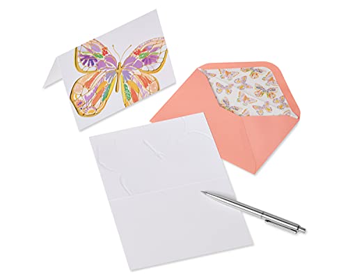 Papyrus Blank Cards with Envelopes, Bold Butterfly (12-Count) - color: peach, pink, purple, yellow