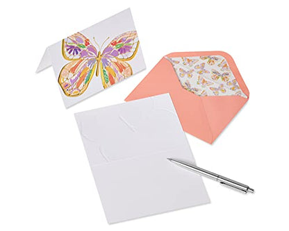 Papyrus Blank Cards with Envelopes, Bold Butterfly (12-Count) - color: peach, pink, purple, yellow