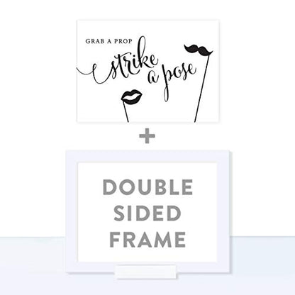 Andaz Press Wedding Framed Party Signs, Formal Black and White, 5x7-inch, Grab a Prop & Strike a Pose Photobooth Sign, 1-Pack, Includes Frame - color: Activity Photo Booth