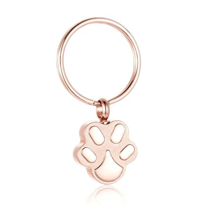 Customize Pet Cremation Keyring for Ashes Dog Cat Paw Print Keychain for Ashes Holder Pet Urn Keyring - color: Rose Gold