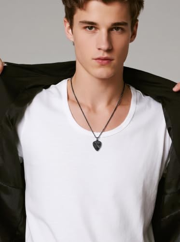 Guitar Pick Necklace Music Soundwave Guitar Pick Pendant with Music Note Jewelry Musicians Gifts - color: 2-Black