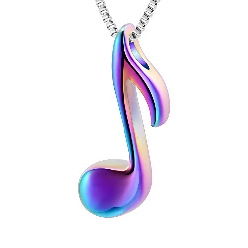 XSMZB Music Note Cremation Jewelry for Ashes Human Pet Keepsake Urn Necklace for Women Men Funeral Memorial Ash Pendant - color: Colorful-1