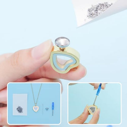 Glass Heart Cremation Urn Necklace for Ashes Stainless Steel Memorial Ash Pendant Keepsake Jewelry Cremation Jewelry for Women - color: Gold