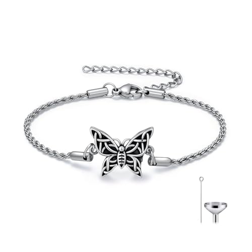 Urn Bracelet For Ashes Cremation Jewelry For Ashes Keepsake Pendant Locket Memorial Jewelry Bereavement Keepsake Gifts for Loss of a Loved One - color: Butterfly