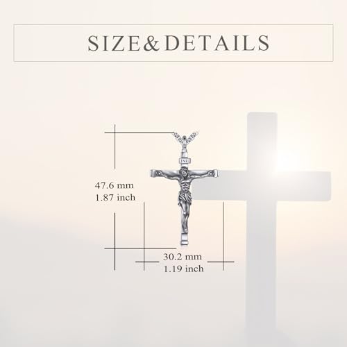 925 Sterling Silver Cross Necklace for Men & Women Crucifix Jesus/Cross Pendant with 22"+2" Stainless Steel Chain Jewelry Gift for Christmas, Father's Day, Mother's Day, Birthday-Gift Box Included - style: C03 Crucifix Urn