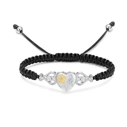 constantlife Double Heart Cremation Bracelet for Ashes for Women Stainless Steel Pendant Urn Memorial Jewelry Loved Ones Human Pet Funeral Keepsake Gift - color: Sunflower-Silver+Gold